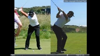 Jon Rahm golf swing  Long Iron faceon amp downtheline July 2017 [upl. by Gambell]