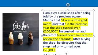 How to apply misrepresentation Liam cupcake scenario [upl. by Anitac]