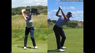 Justin Thomas golf swing  Long Iron faceon amp downtheline July 2017 [upl. by Atorod]