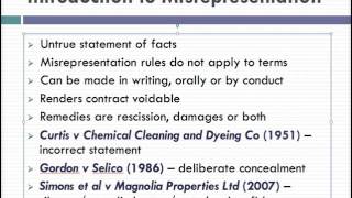 Misrepresentation Lecture 1 of 4 [upl. by Pickard664]